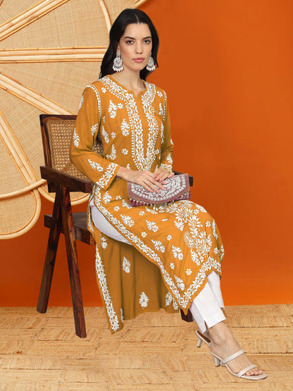 Women Chikankari Hand Embroidered Modal Kurta -AL4042