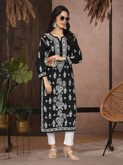 Women Chikankari Hand Embroidered Modal Kurta -AL4042