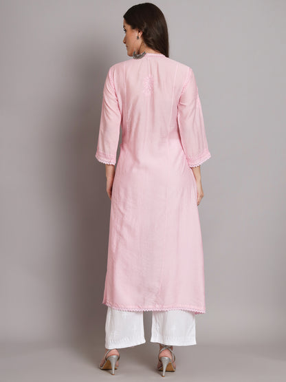 نسائي شيكانكاري مطرز يدويًا Chanderi Angrakha kurta-AL3667