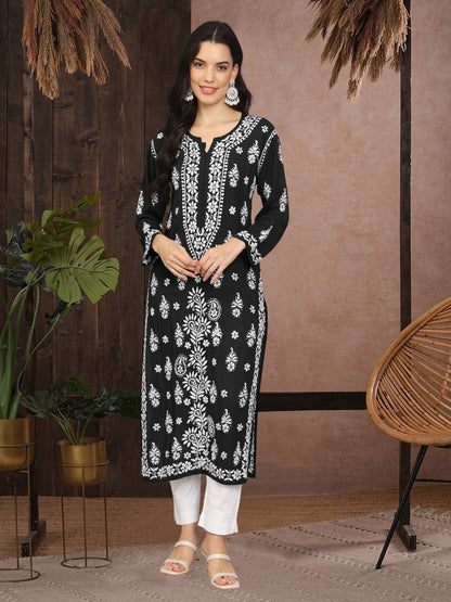 Women Chikankari Hand Embroidered Modal Kurta -AL4042