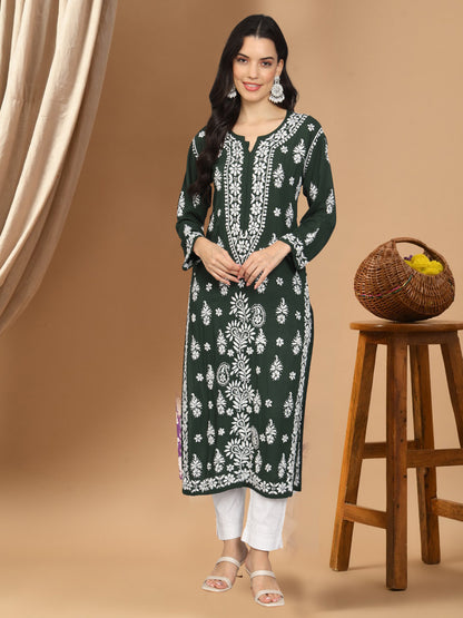 Women Chikankari Hand Embroidered Modal Kurta -AL4042