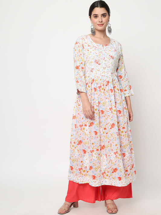 Women Hand Embroidered Chikankari Cotton Kurta-AL3582