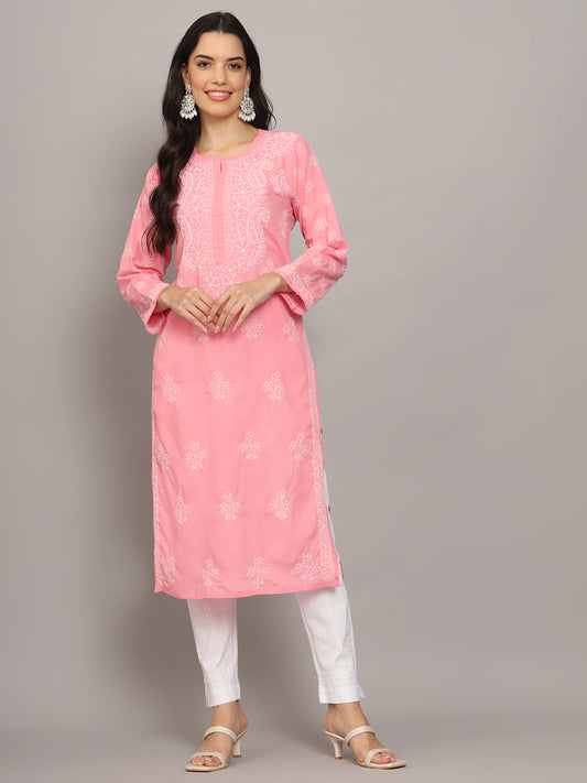 Women Hand Embroidered Chikankari Cotton Kurta-AL4043