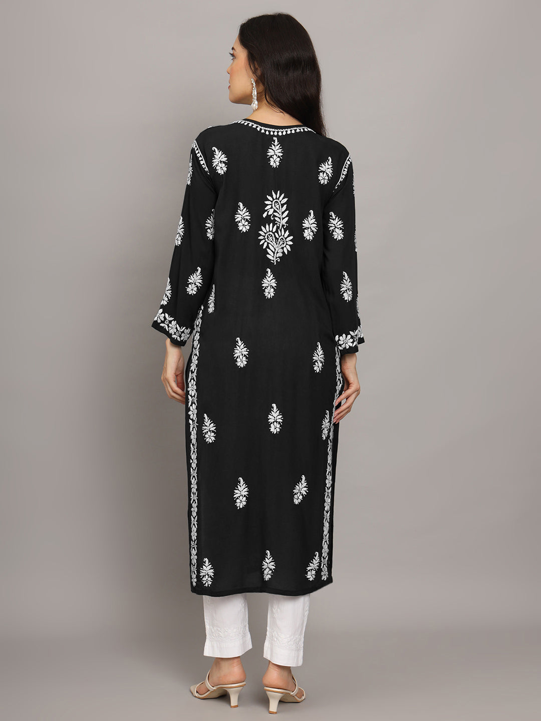 Women Chikankari Hand Embroidered Modal Kurta -AL4042