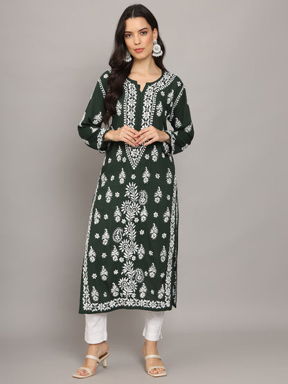 Women Chikankari Hand Embroidered Modal Kurta -AL4042