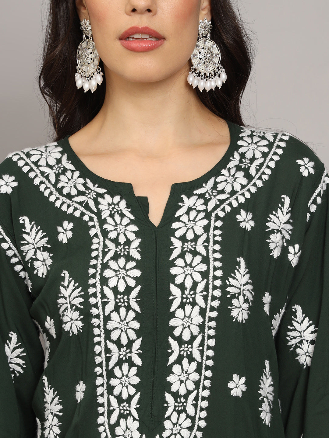 Women Chikankari Hand Embroidered Modal Kurta -AL4042