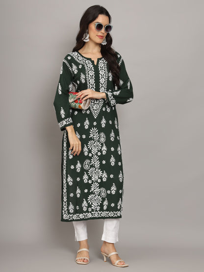 Women Chikankari Hand Embroidered Modal Kurta -AL4042