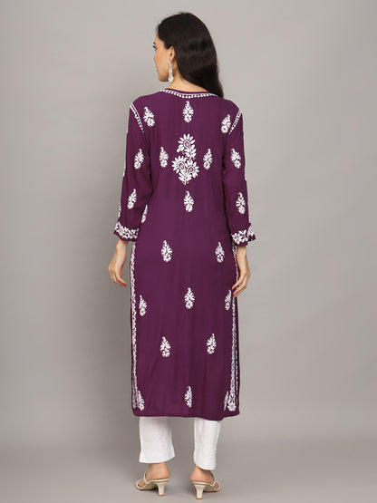 Women Chikankari Hand Embroidered Modal Kurta -AL4042