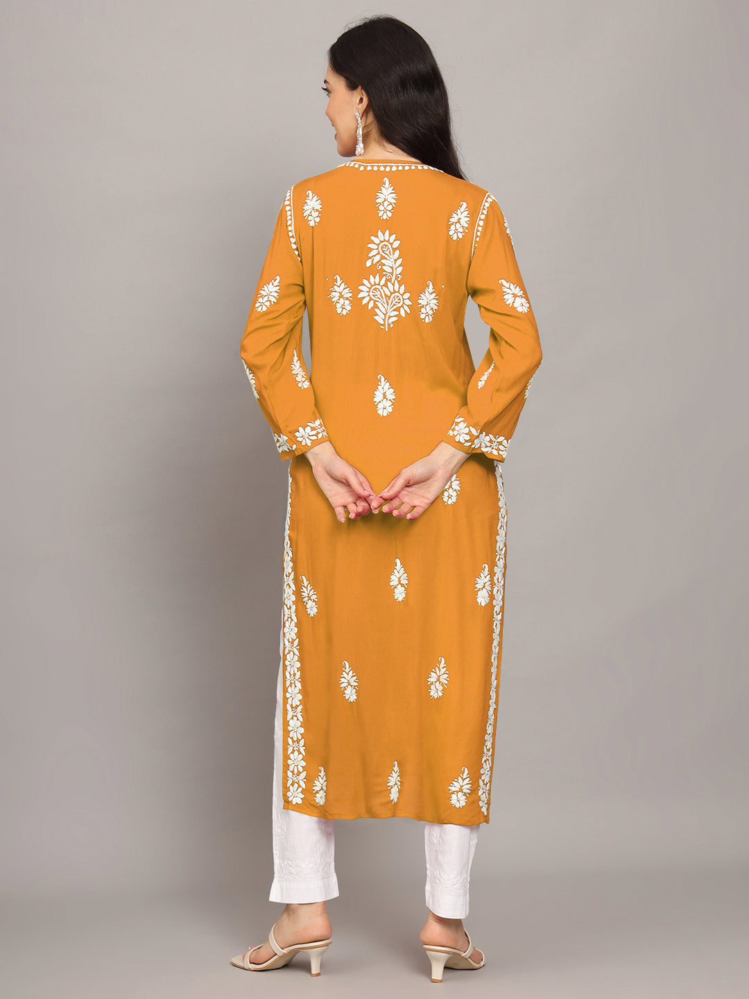 Women Chikankari Hand Embroidered Modal Kurta -AL4042