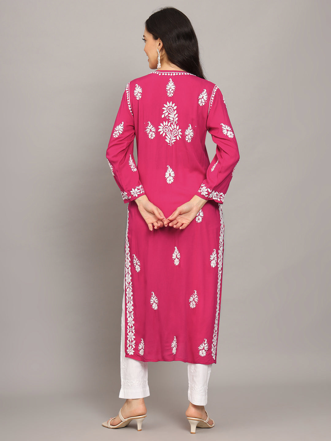 Women Chikankari Hand Embroidered Modal Kurta -AL4042