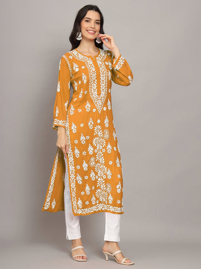 Women Chikankari Hand Embroidered Modal Kurta -AL4042