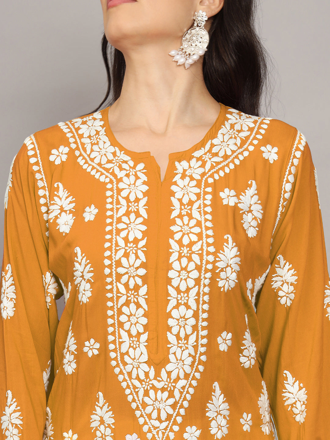 Women Chikankari Hand Embroidered Modal Kurta -AL4042