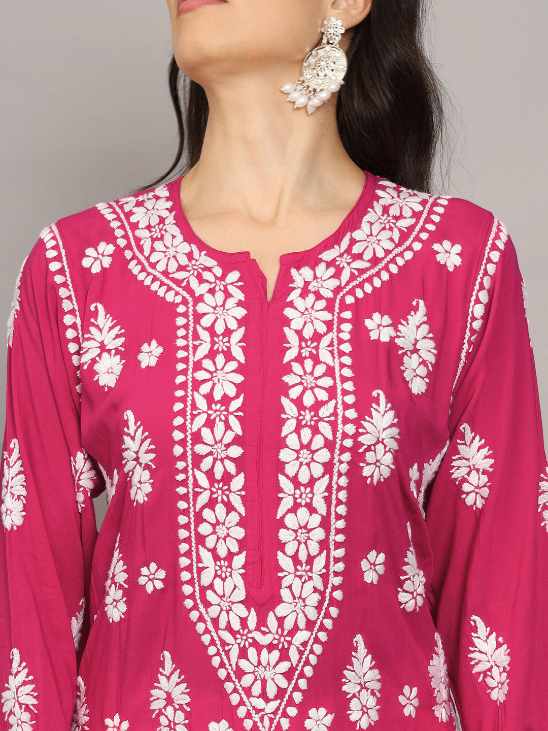 Women Chikankari Hand Embroidered Modal Kurta -AL4042