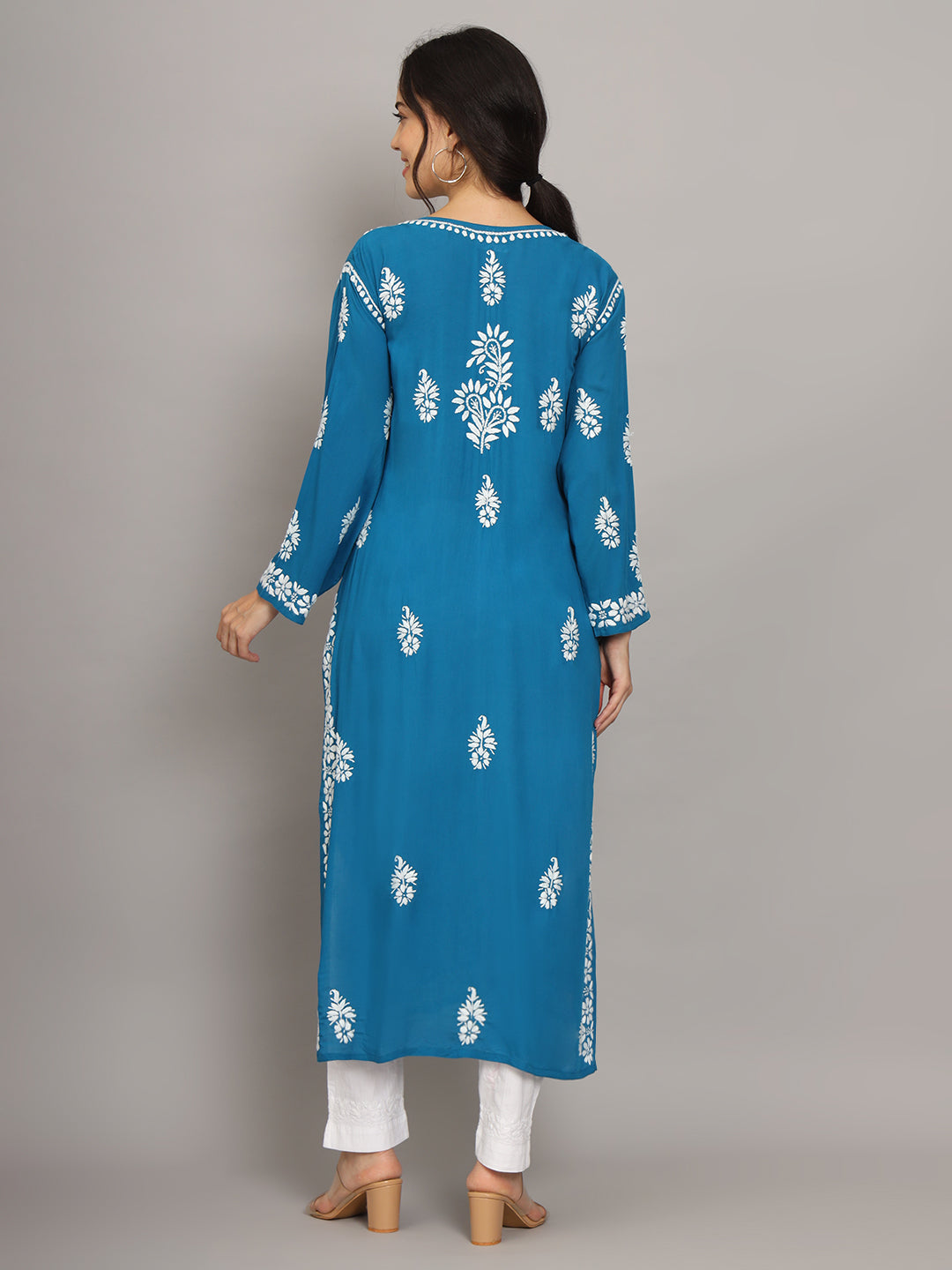 Women Chikankari Hand Embroidered Modal Kurta -AL4042