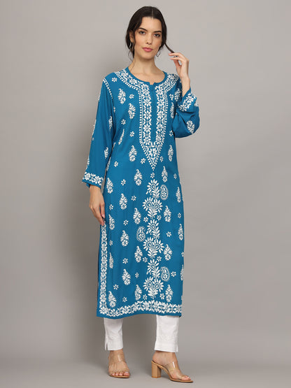 Women Chikankari Hand Embroidered Modal Kurta -AL4042