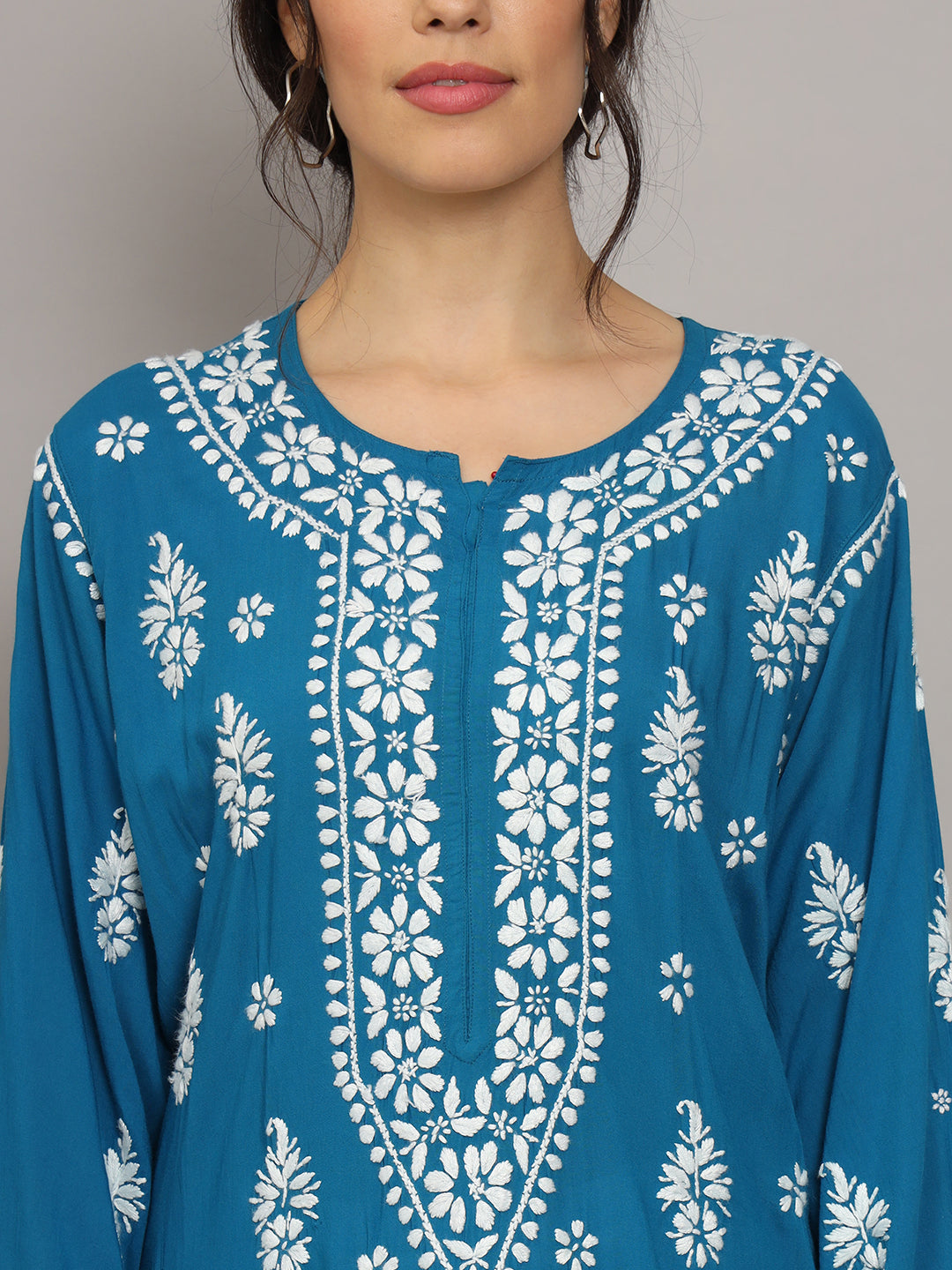 Women Chikankari Hand Embroidered Modal Kurta -AL4042