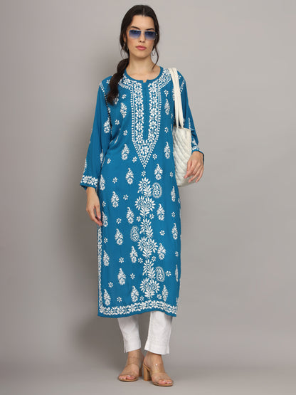 Women Chikankari Hand Embroidered Modal Kurta -AL4042