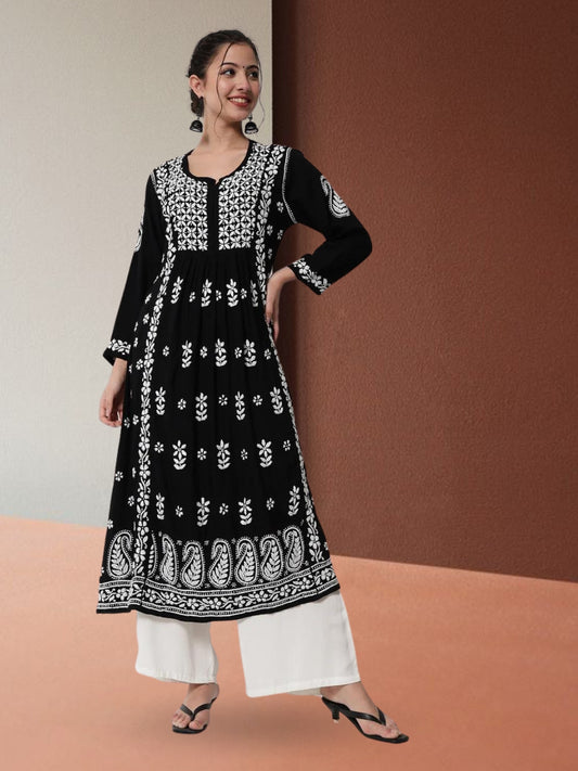 Women Hand Embroidered Chikankari Cotton Kurta-AL3549